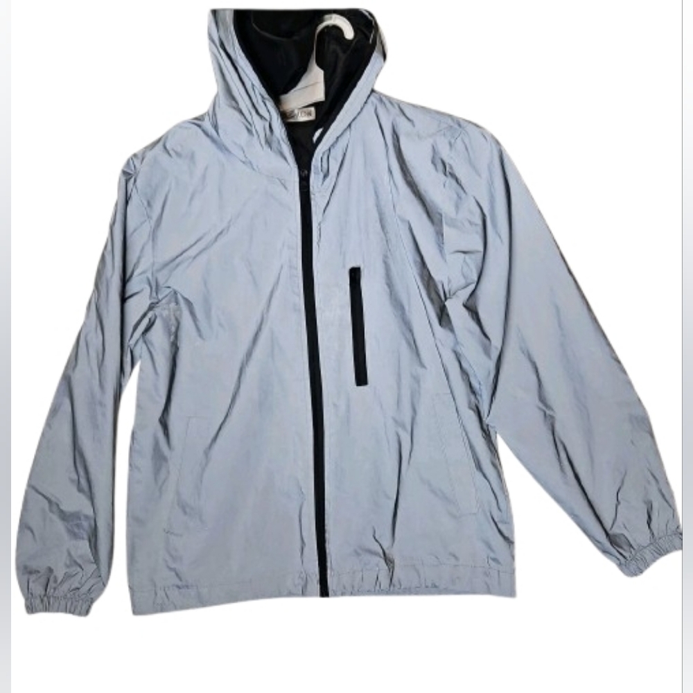 Fashion Windbreaker All Reflective Jacket waterproof Gray Small